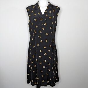 Of Mercer Allen black yellow orange abstract floral dress 14